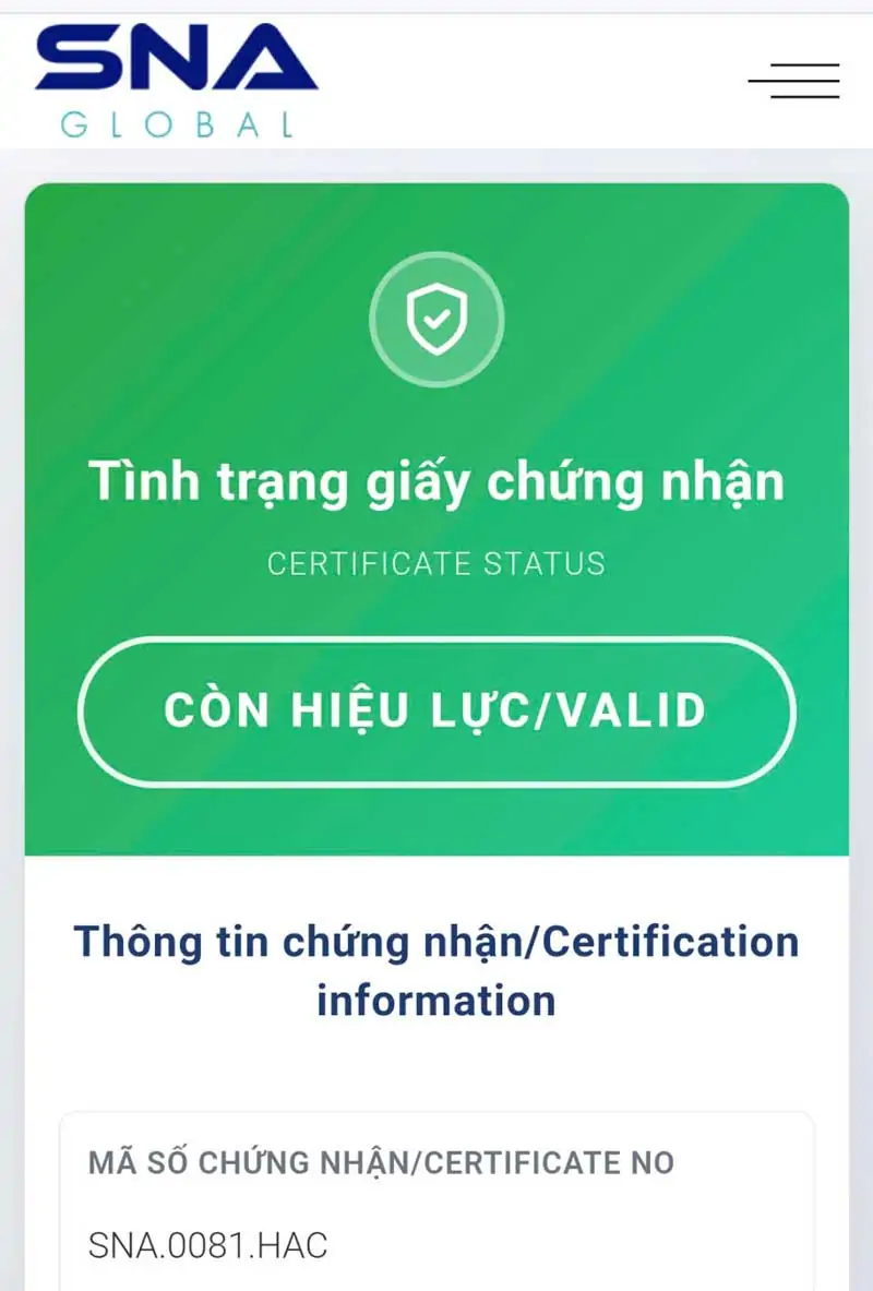 Cách xác thực giấy chứng nhận HACCP