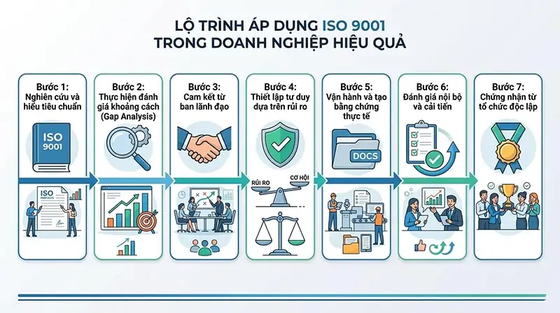 Lộ trình áp dụng ISO 9001 trong doanh nghiệp hiệu quả